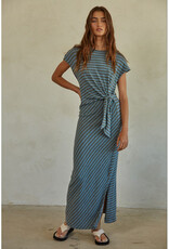 by together Blue Striped Tie Waist Maxi Dress