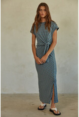 by together Blue Striped Tie Waist Maxi Dress