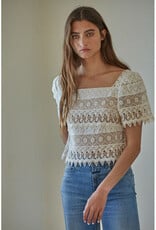 by together Cream Crochet Lace Top