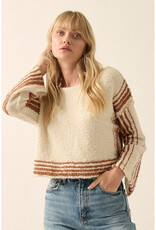 Promesa Cream Contrast Fuzzy Cropped Sweater