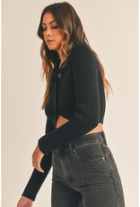 Mable Black Knit Button Up Sweater
