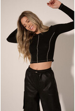 Promesa Black Rib Knit Inverted Seam Crop Top