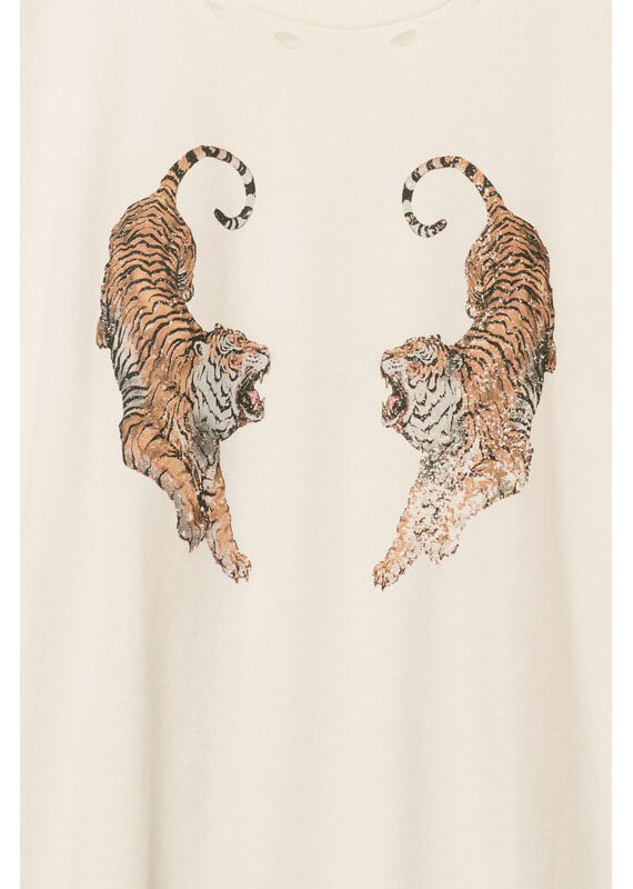 Promesa Ivory Roaring Tigers Oversize Graphic Tee