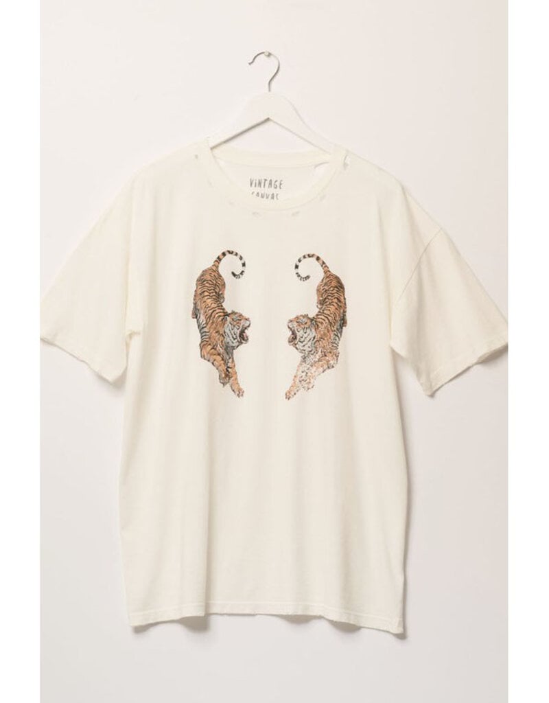 Promesa Ivory Roaring Tigers Oversize Graphic Tee