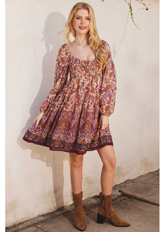 Dress Forum Soft Paisley Babydoll Mini Dress