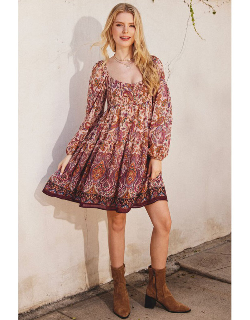 Dress Forum Soft Paisley Babydoll Mini Dress