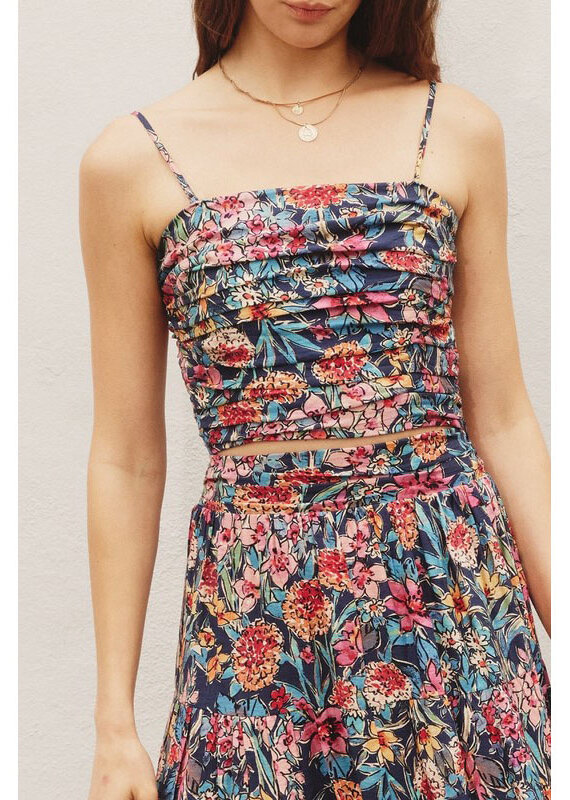 Dress Forum, Satin Black Floral Crop Top