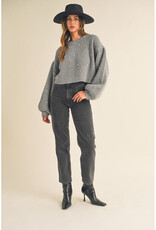 Mable Grey Pearl Beaded Knit Sweater