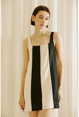 Storia Black + Cream Color Block Mini Dress