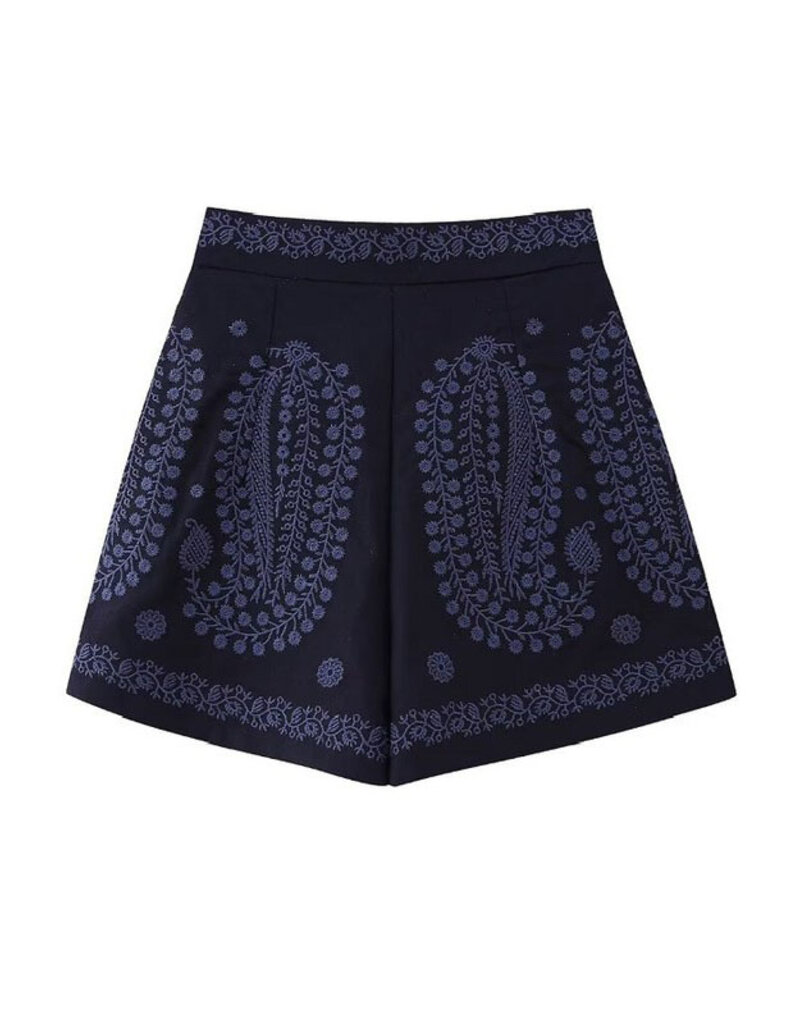 Sundayup Clothing Navy Embroidered Shorts