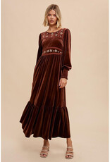 In Loom Folklore Embroidered Velvet Dress