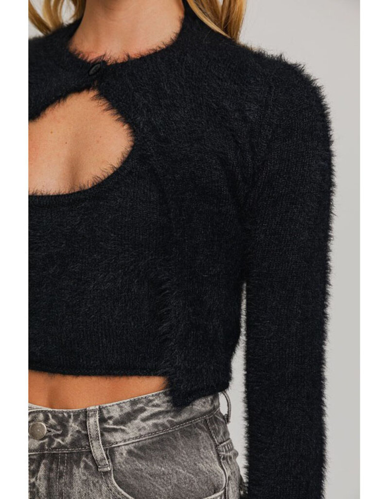 Le Lis Fuzzy Sweater & Halter Tank Set