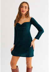 Le Lis Hunter Green Off Shoulder Mini Dress