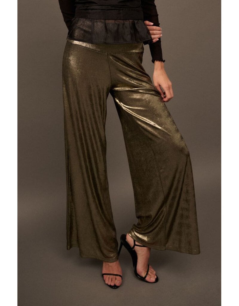 Copper Sparkly Pants - Lurex Knit Pants - Wide-Leg Metallic Pants - Lulus