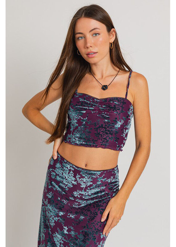 Le Lis Velvet Floral Crop Top