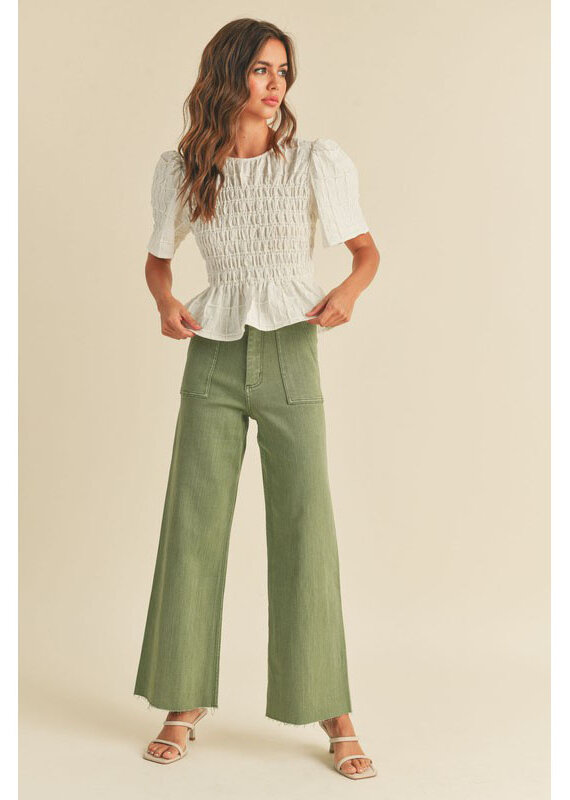 Miou Muse Washed Cotton Wide Leg Pants