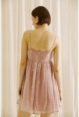 Storia Pearl Detailed Mauve Mini Dress