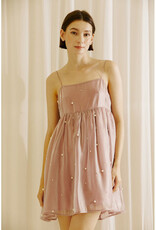 Storia Pearl Detailed Mauve Mini Dress