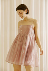 Storia Pearl Detailed Mauve Mini Dress