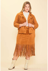 SKIES ARE BLUE Plus Faux Suede Fringe Jacket