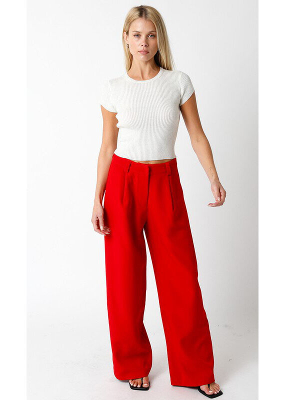 Olivaceous Red Straight Leg Slacks