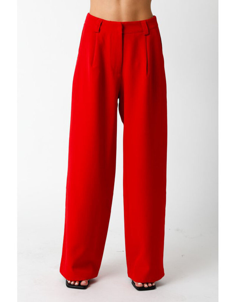 Olivaceous Red Straight Leg Slacks