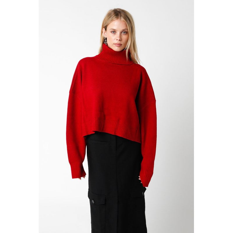 Rose Slouchy Turtleneck Sweater - Firefly