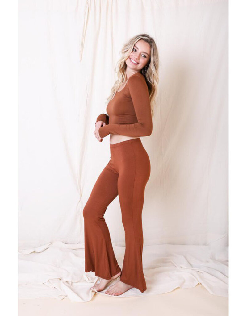 Leto Accessories Copper Flared Lounge Stretchy Pants