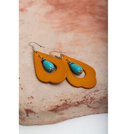 Leto Accessories Western Leather Cutout Earrings w/ Turquoise