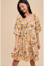 In Loom Mustard Floral Boho Mini Dress