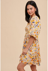 In Loom Mustard Floral Boho Mini Dress