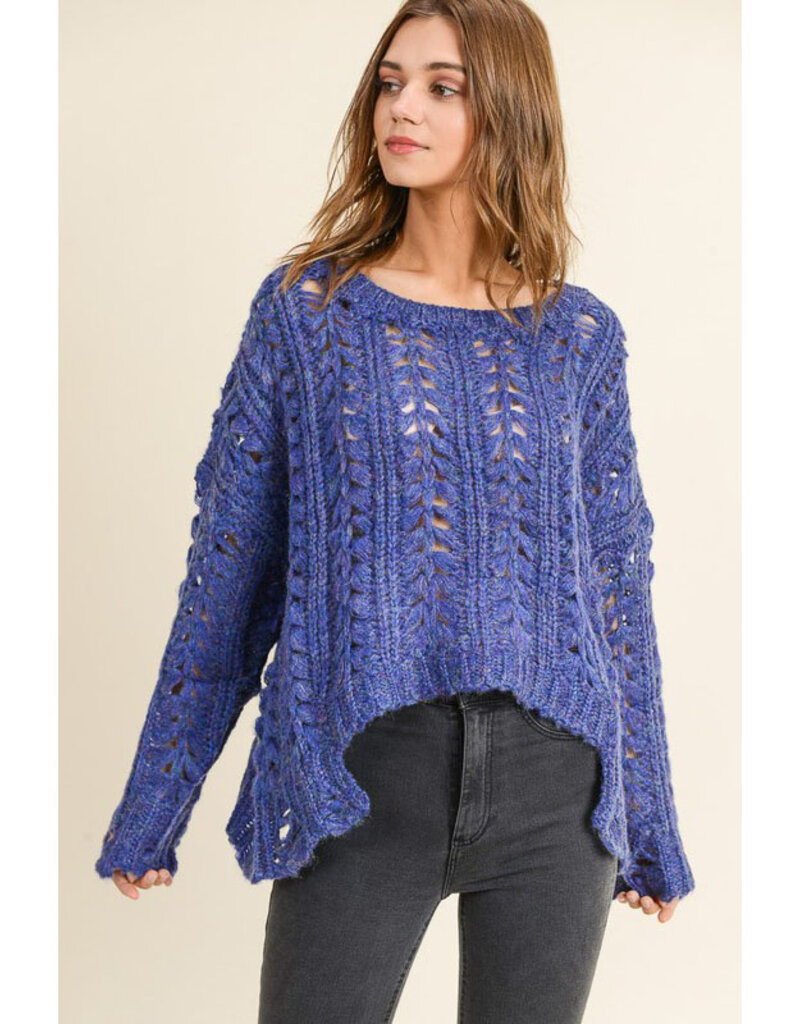 Distressed store knit sweater