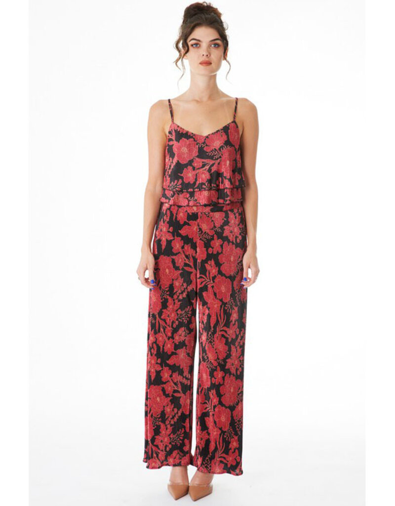 En Creme Dark Floral Pleated Cami & Pant Set