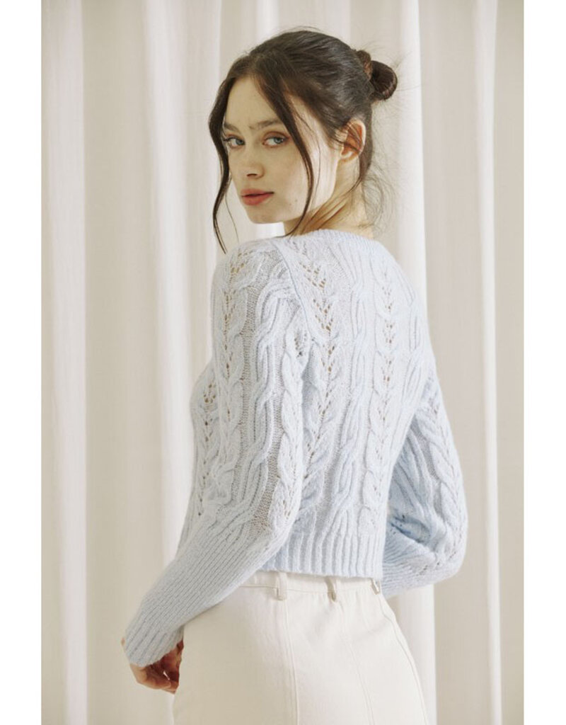 Storia Baby Blue Light Cable Knit Cardi