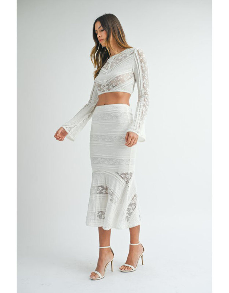 Mable Lace Crop Top and Midi Skirt Set