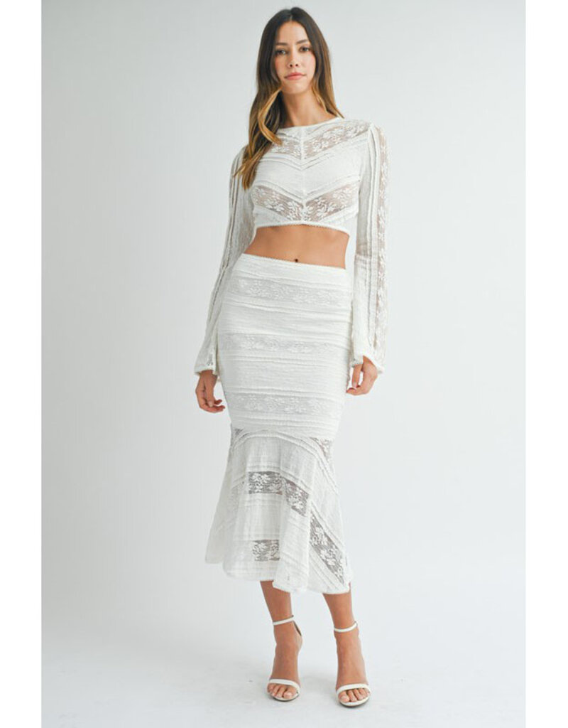 Mable Lace Crop Top and Midi Skirt Set