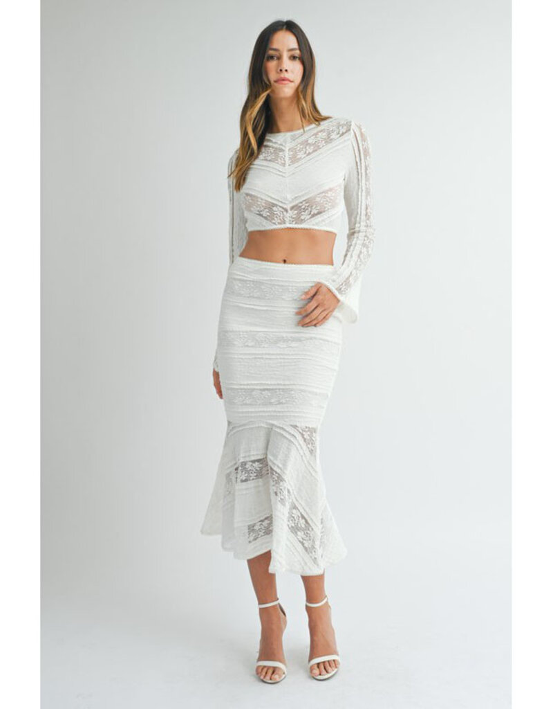 Mable Lace Crop Top and Midi Skirt Set