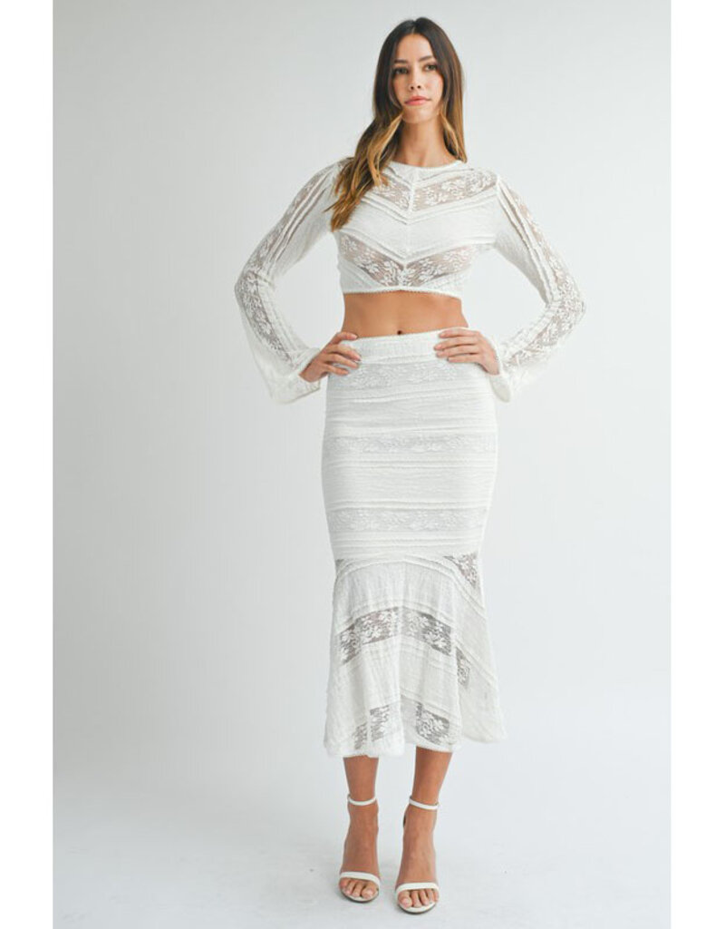 Mable Lace Crop Top and Midi Skirt Set