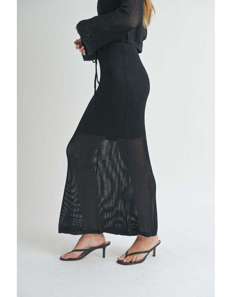 Miou Muse Black Knit Long Skirt