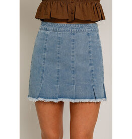 Le Lis Pleated Denim Mini Skirt