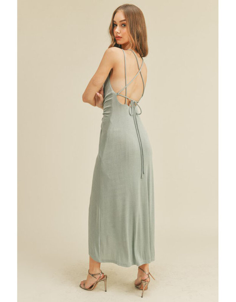 Mable Dusty Blue Ruched Midi Dress