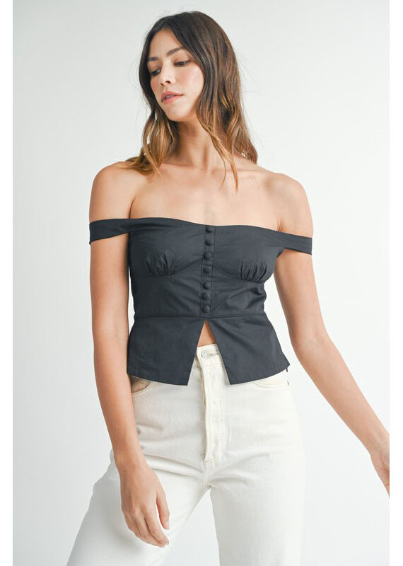 Mable Poplin Off Shoulder Top