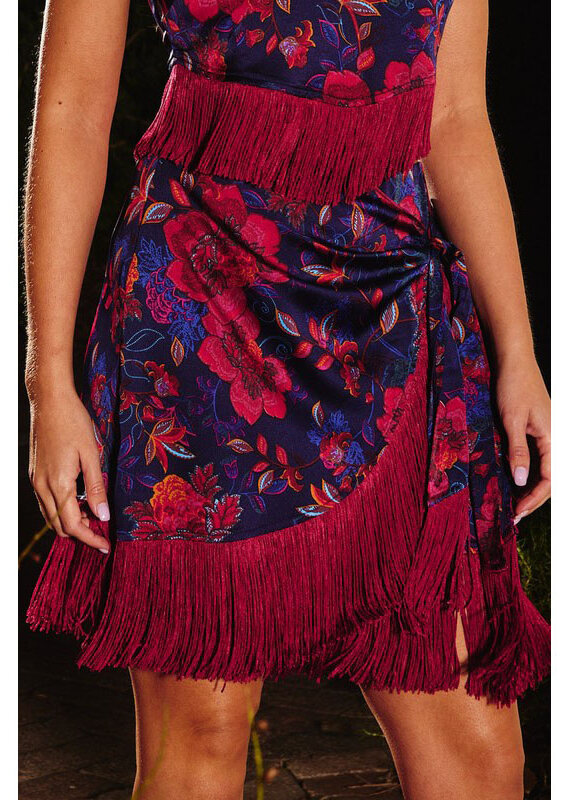 Dress Forum Midnight Pomegranate Fringe Mini Skirt