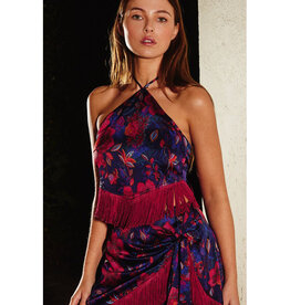 Dress Forum Midnight Pomegranate Fringe Halter Top