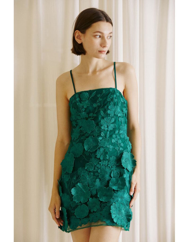 Storia Deep Green Floral Mini Dress