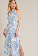 En Creme Blue Print Halter Midi Dress