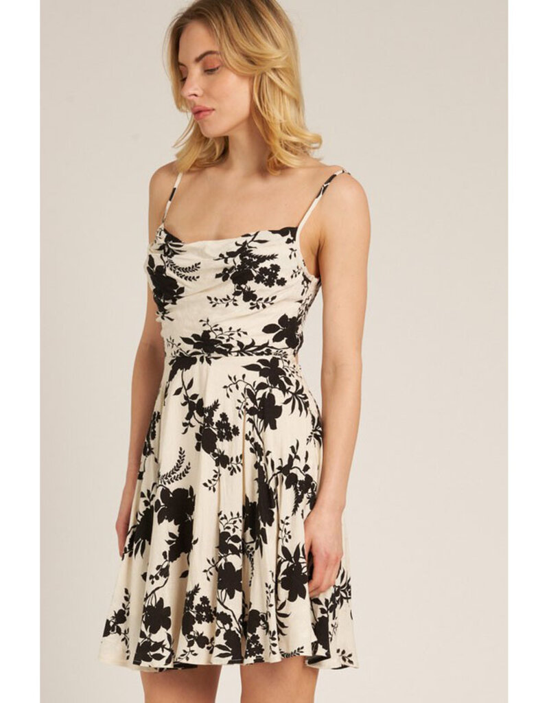En Creme Black & White Floral Mini Dress