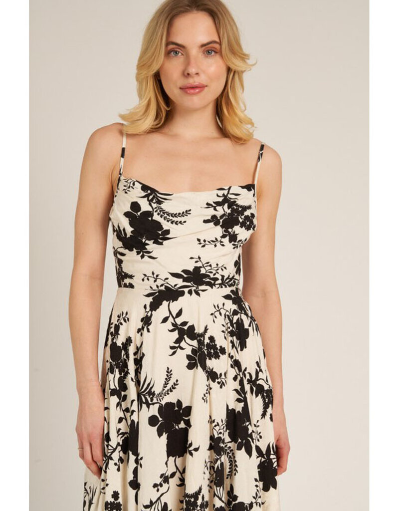 En Creme Black & White Floral Mini Dress