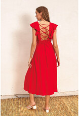 Dress Forum Red Rouge Lace Back Midi Dress
