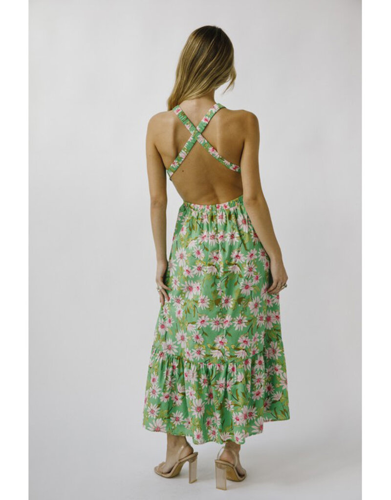 Storia Green Daisy Midi Dress